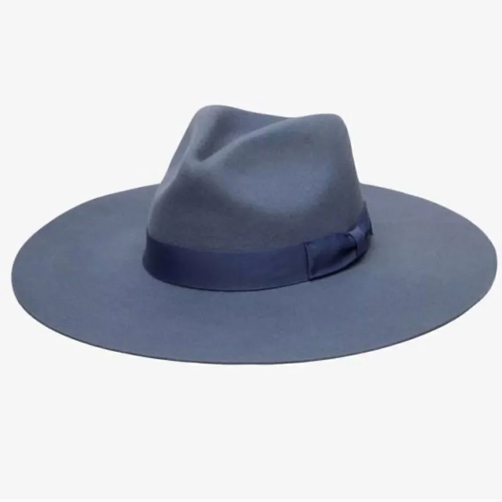 Anthropologie Wyeth Adrian Charcoal Slate Grey Wide Brim Rancher Hat Brand New